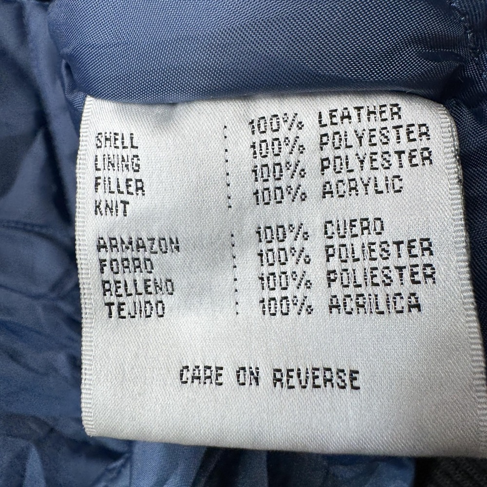 Vintage New York Yankees Leather Jacket Mens Medium Blue Black MLB GIII Bomber - Picture 3 of 16